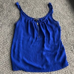 blue zipper front tank top